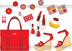 Set of red accessories - vector clip art