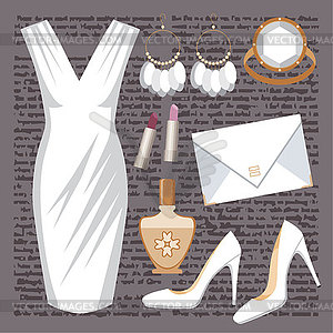 Fashion set with a dress - vector image