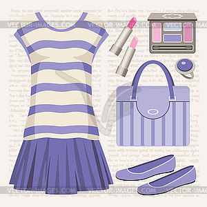 Fashion set with a top and a skirt. - vector image