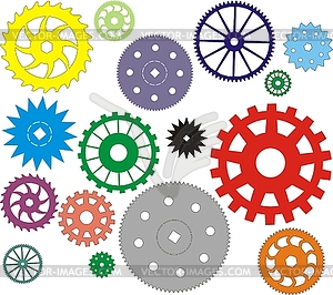 Set of gears different in form - vector image