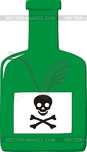 Bottle with poison and label skull and crossbones - vector clip art