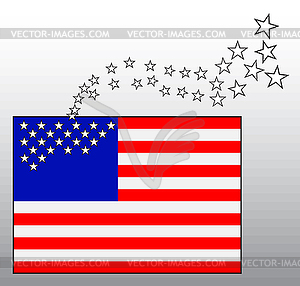 Conceptual American flag with departing stars - color vector clipart