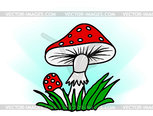 Amanita in grass - vector clipart