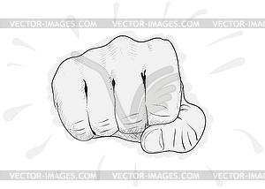 Simple sketch - fist - white & black vector clipart