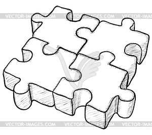 Shaped drawing - puzzle - vector clipart