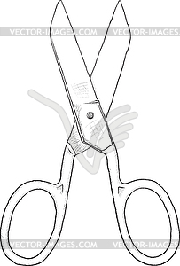 Monochrome artwork - dressmaker scissors - vector image