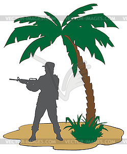 Soldier with rifle in Africa - vector image