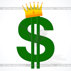 Currency symbol - dollar with royal crown - vector image