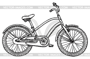 Old bicycle - rough drawing - vector EPS clipart