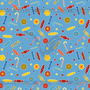 Abstract pattern - candies on blue background - vector clip art