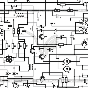 Electronic black and white diagram - seamless texture - vector clip art