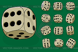 Set of old dices on green - - vector clipart