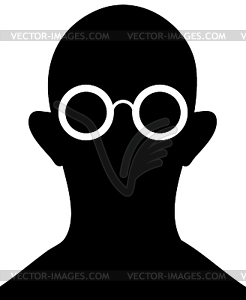 Silhouette of person with eyeglasses - - white & black vector clipart