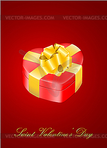 Heart-shaped present box with golden bow - vector clipart / vector image