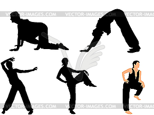 Set of pictures gymnasts - vector image