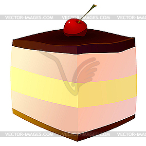 Cake with cherries. - vector image