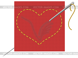 The heart, needle and thread - vector clip art