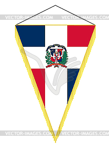 Pennant with the national flag of Dominican Re - vector image