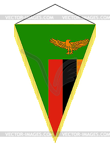 Pennant with the national flag of Zambia - vector clip art