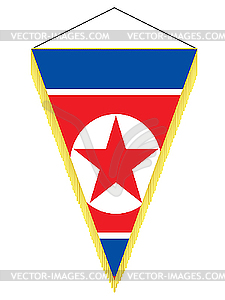 Вымпел с государственным флагом Северной Кореи - векторный графический клипарт
