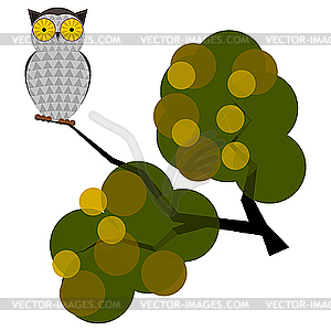 An owl on branch - vector clip art