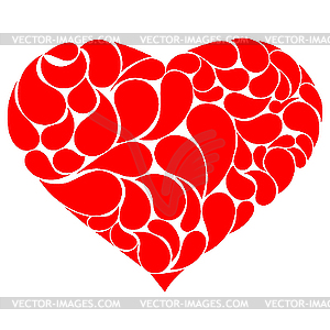 Red heart with drops - vector image