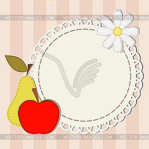 Lace napkin, apple, pear and chamomile - vector clip art