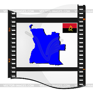 Film shots with national map of Angola - vector image