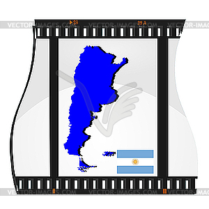 Film shots with national map of Argentina - color vector clipart