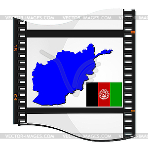 Film shots with national map of Afghanistan - vector clip art