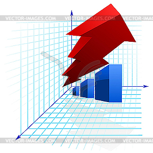 Colorful graph with arrow - vector clipart