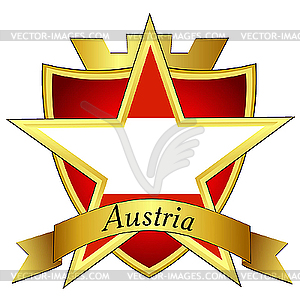 Gold star with the flag of Austria - vector image