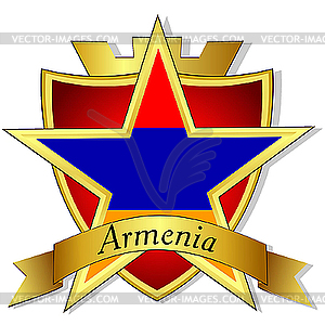 Gold star with flag of Armenia - vector clipart