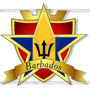 Gold star to the flag of Barbados t - vector image