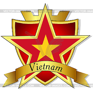 Gold star to the flag of Vietnam th - vector image