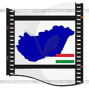Кадры из фильма с национальными карта Венгрии - клипарт в векторном виде