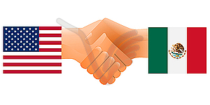 Знак дружбы США и Мексики - векторное графическое изображение