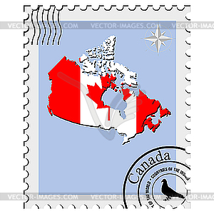 Stamp with the image maps of Canada - vector clip art