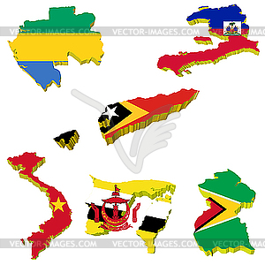 Collection volume maps of Gabon, Haiti, Timor, Vietnam, G - vector clipart / vector image