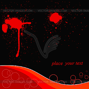 Black background with red blots - vector clipart