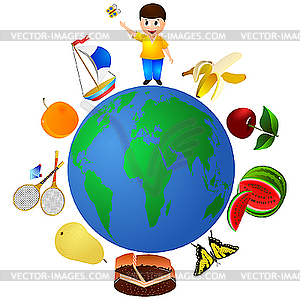 Boy on summer vacation. - royalty-free vector clipart