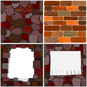 Collection of brick walls - vector image
