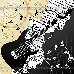 Абстрактный фон с гитарой - иллюстрация в векторном формате