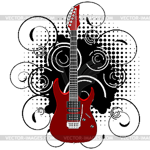 Guitar on abstract grunge background - vector EPS clipart