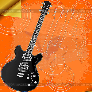 Retro background with electric guitar - vector image