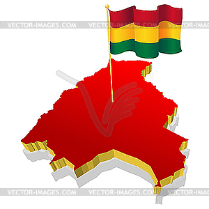 Map of Bolivia with the national flag - vector clipart