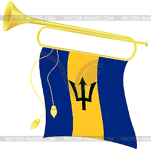 Bugle with flag Barbados - vector image