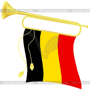 Bugle with flag Belgium - vector clip art