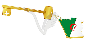 Golden key and key fob Algeria - vector image