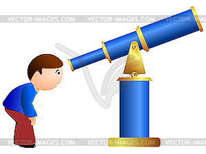 Boy and telescope - vector image